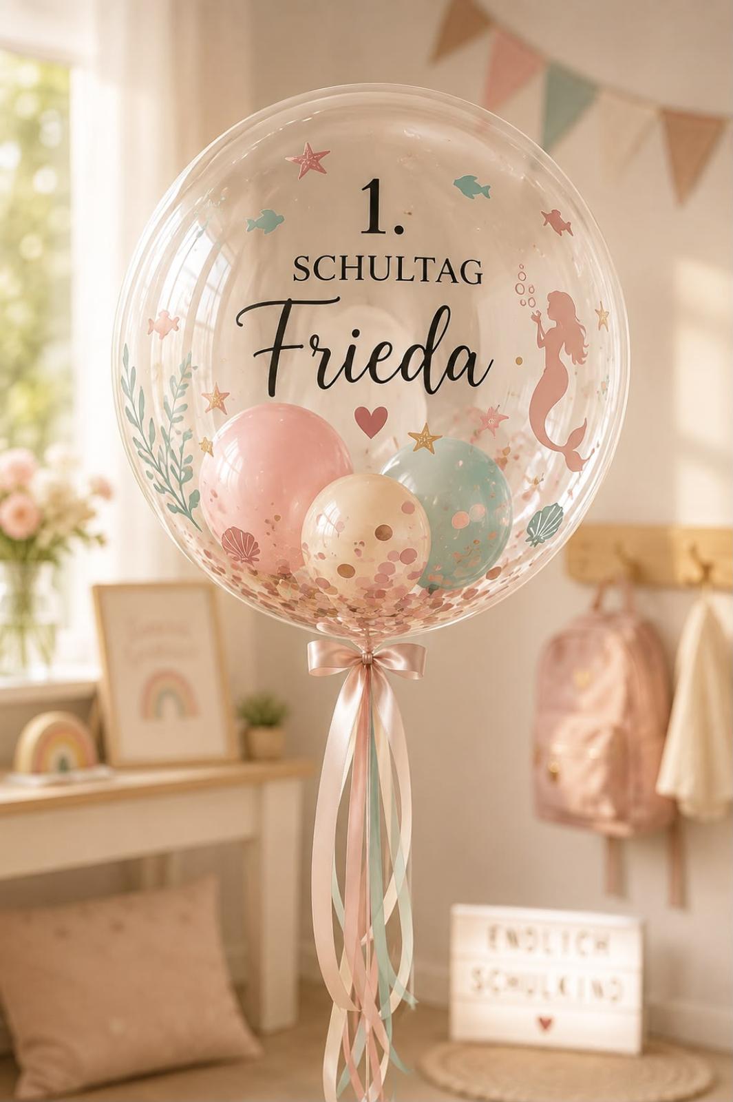 Preview: Personalisierter Bubble Ballon zur Einschulung - Schulstart