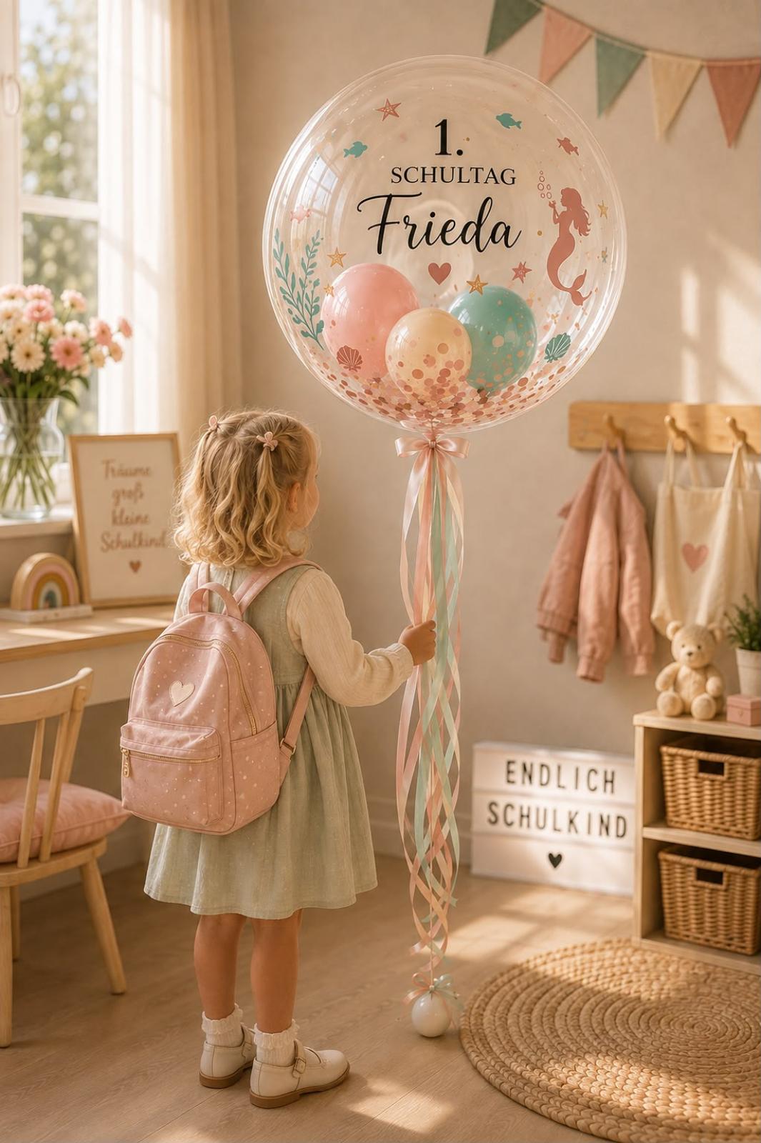 Personalisierter Bubble Ballon zur Einschulung - Schulstart