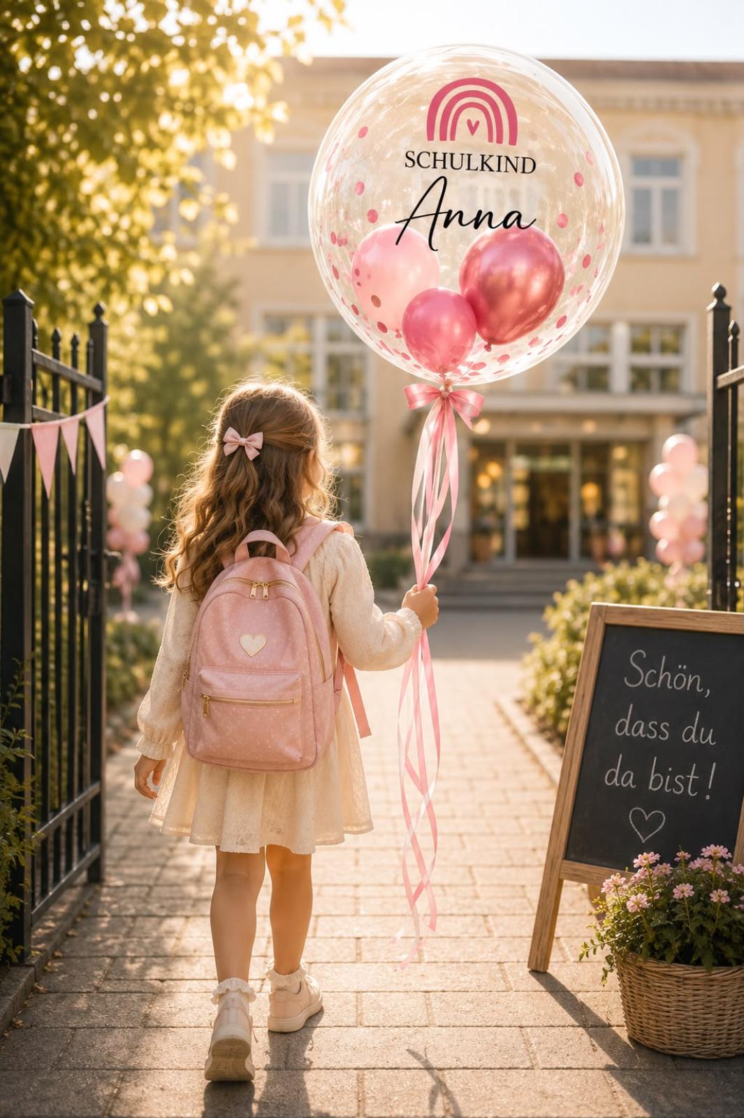 Preview: Personalisierter Bubble Ballon zur Einschulung - Schulstart