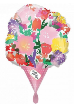 XL Folienballon - Zum Muttertag, Blumenstrauß - 35cm x 45cm