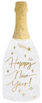 Servietten - Champagnerflasche, Happy New Year - 7cm x 19cm