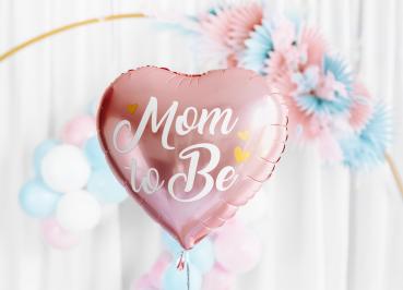 Folienballon Herz - Mom to be, rosa - ø 35cm