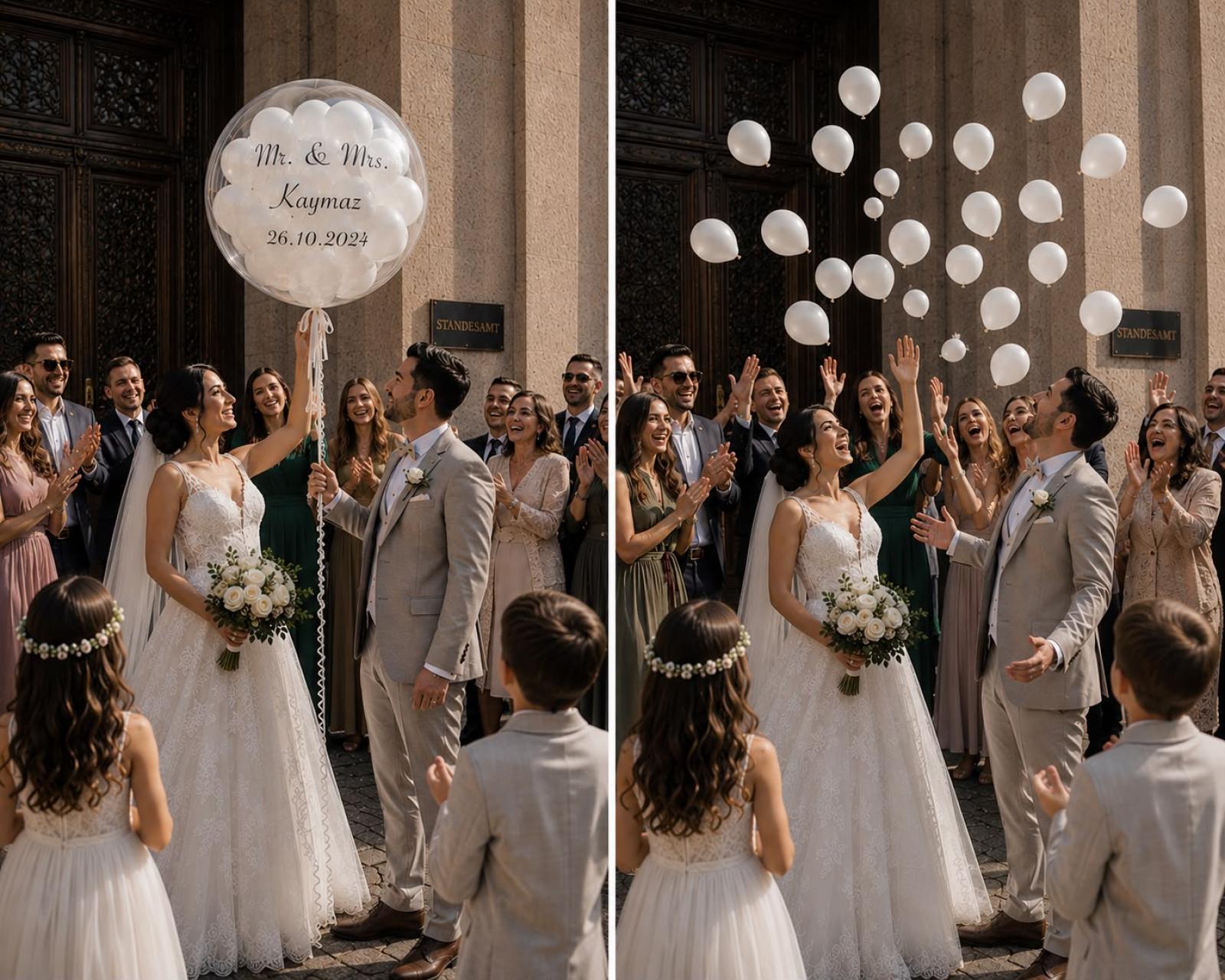 Bubble Ballon Hochzeit mit 20 kleinen Ballons zum Platzen