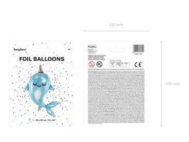 XXL Folienballon Figur - Narwal - ø 87cm
