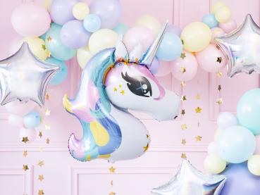 XXL Folienballon Figur - Einhorn, pastellfarben - 90cm x 73cm