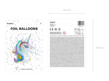 XXL Folienballon Figur - Einhorn, pastellfarben - 90cm x 73cm