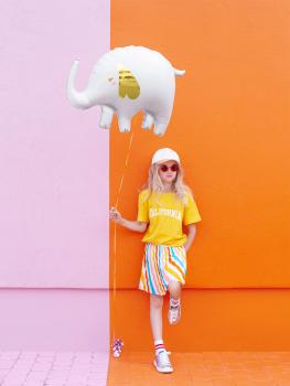Folienballon Figur - weißer Elefant mit goldenen Ohren - ø 61cm