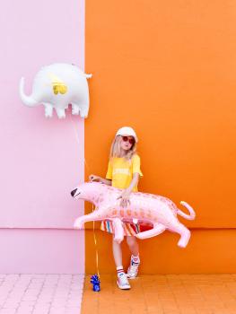 Folienballon Figur - weißer Elefant mit goldenen Ohren - ø 61cm