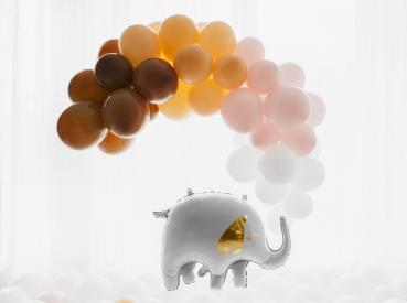 Folienballon Figur - weißer Elefant mit goldenen Ohren - ø 61cm