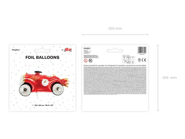 XXL Folienballon Figur - Roter Rennwagen - 93cm x 48cm