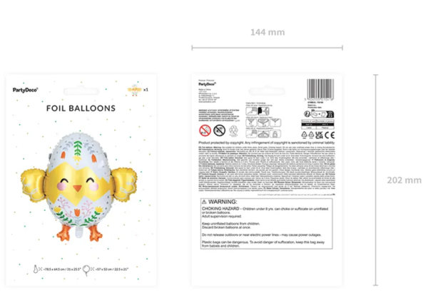 XL Folienballon Figur - Küken - 78.5 cm x 64.5 cm