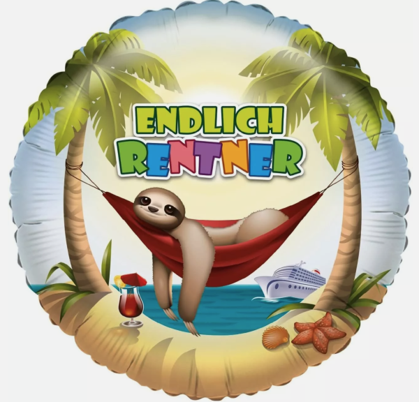 Folienballon - Endlich Rentner, Faultier - ø 43cm