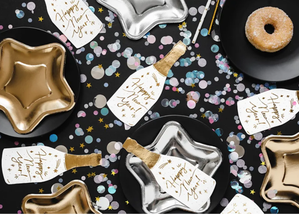Servietten - Champagnerflasche, Happy New Year - 7cm x 19cm