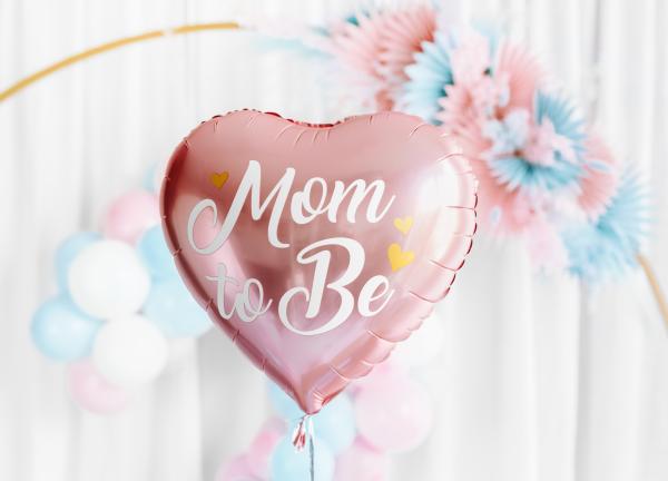 Folienballon Herz - Mom to be, rosa - ø 35cm