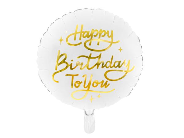 Folienballon rund - Happy Birthday goldene Schrift - ø 35cm