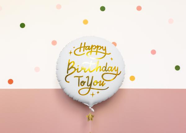 Folienballon rund - Happy Birthday goldene Schrift - ø 35cm