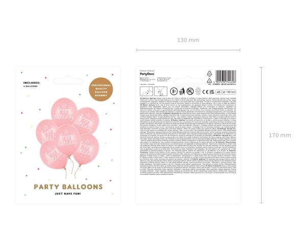 Latexballons - SET: Happy Birthday, Krone rosa - ø 30cm