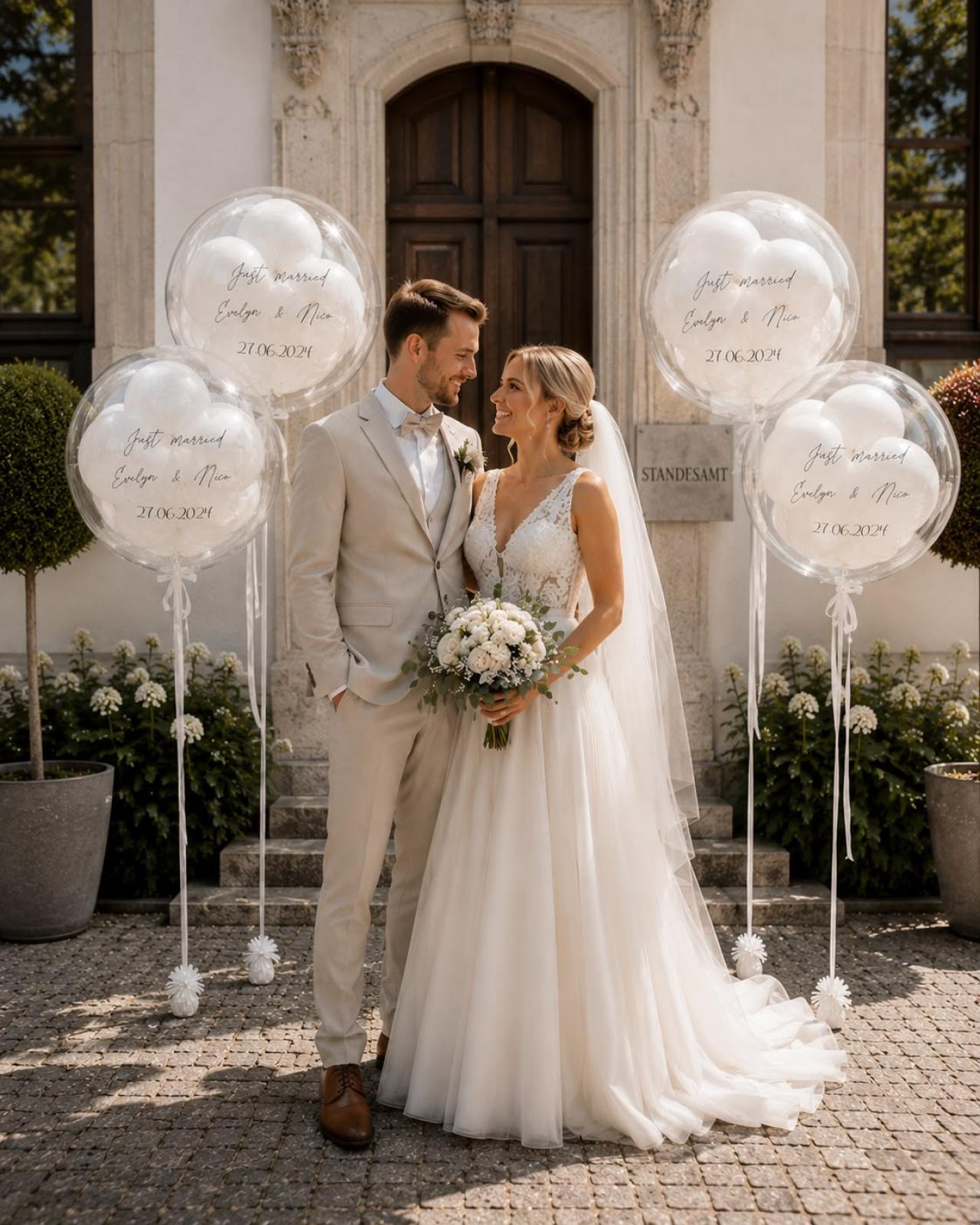 Personalisierter Bubble Ballon zum Platzen lassen - Hochzeit