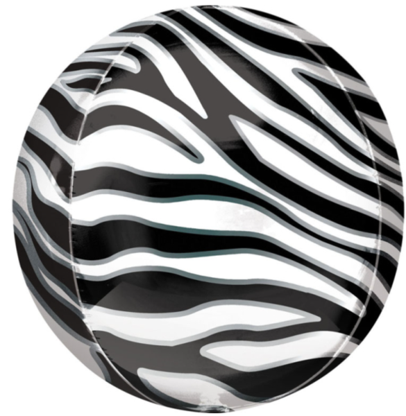 XL Folienballon Orbz - Kugel, Zebra - ø 40cm