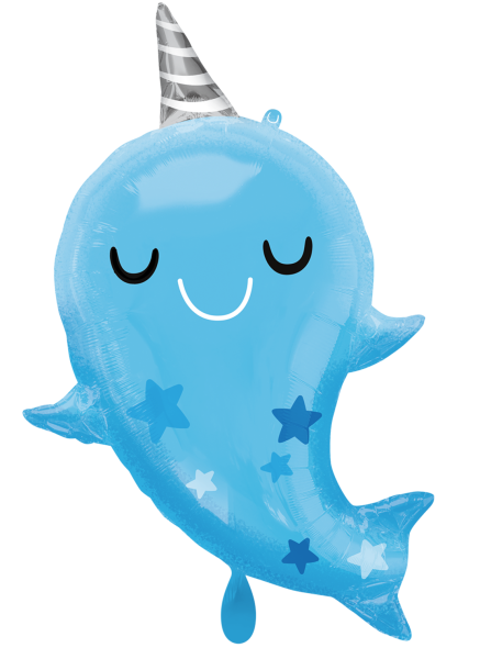 XL Folienballon Figur - Narwhal, Delphin - 76cm
